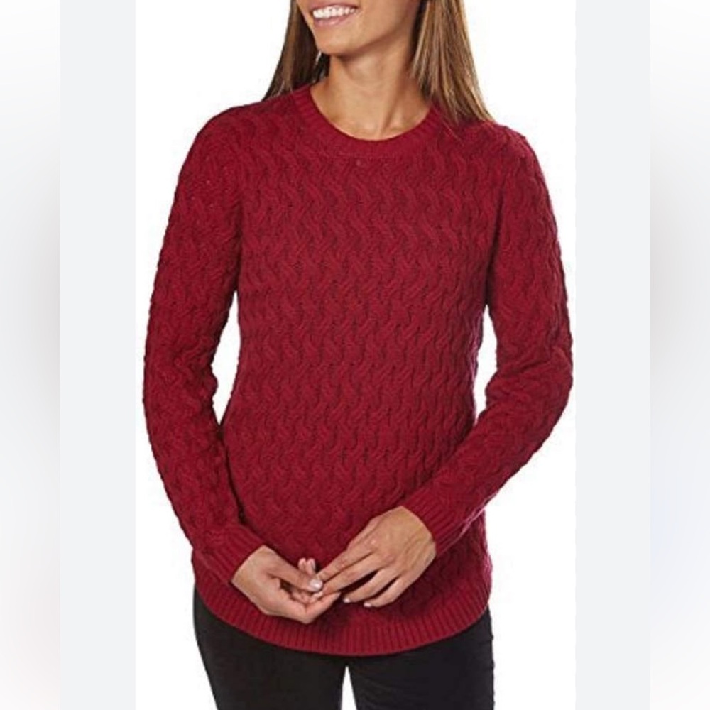 Jeanne Pierre Women's Fisherman Cable-Knit Sweater Red XL Classic